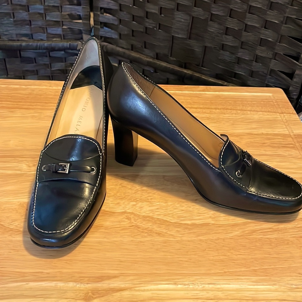 Antonio Melani  Classic 3” heel All Leather Black Size 10M “Loafers”